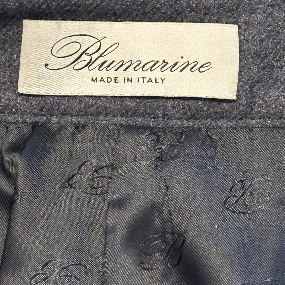 Blumarine Gray Wool Cashmere Pencil Skirt Sz 8 Italy Button Fan Back‎ Lined - Picture 2 of 11